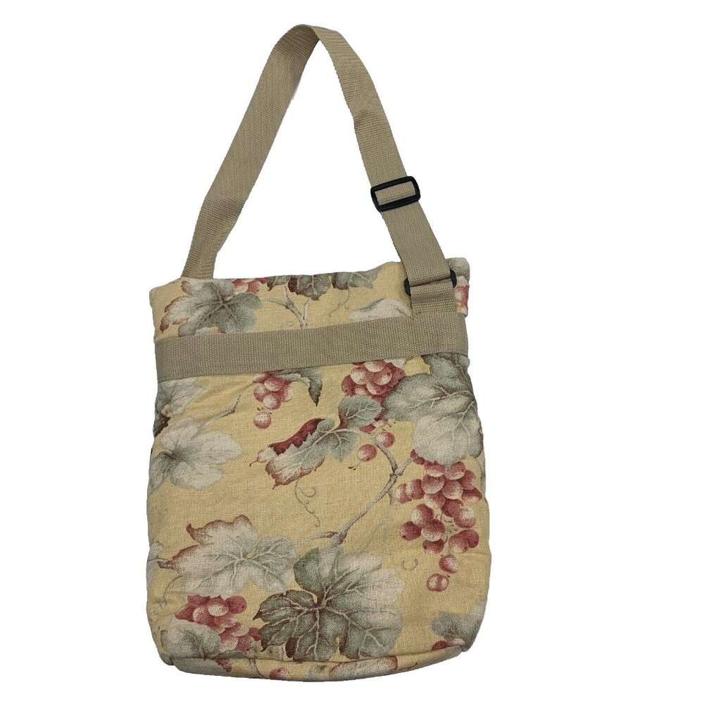 Cool Tote Adjustable Insulated Floral‎ Bag Beige & Red Fabric Made In USA